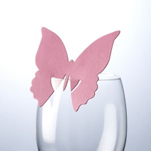 Place Card on Glass - Butterfly - Hot Pink