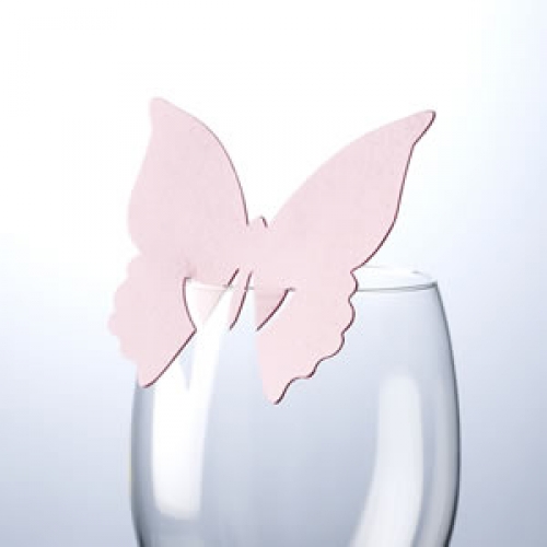 Place Card on Glass - Butterfly - Baby Pink