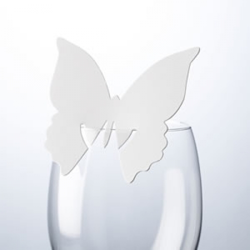 Place Card on Glass - Butterfly - White