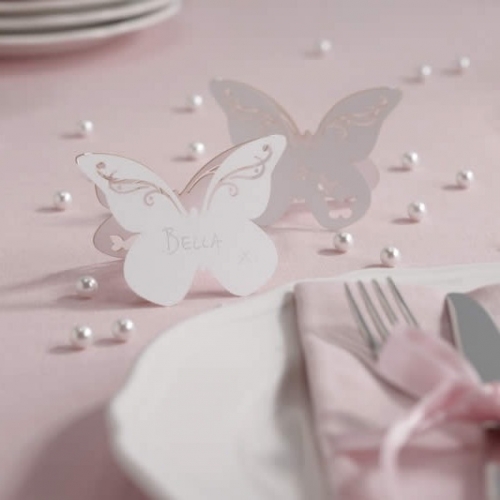 Butterfly Wedding Place Cards in White - Flutter-by