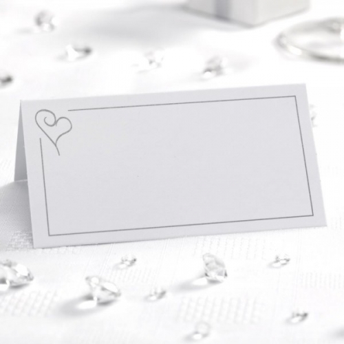 Place Cards - Contemporary Heart Silver