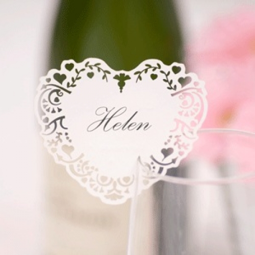 Vintage Romance - Laser Cut Place Card for Glass - 10 pack