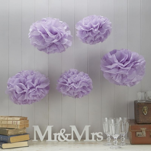 Vintage Lace - Tissue Paper Pom Poms - Lilac