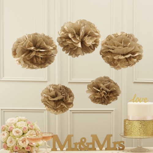 Tissue Paper Pom Poms - Metallic Gold - Pastel Perfection