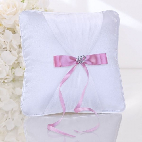 Square wedding ring bearer pillow pink loop