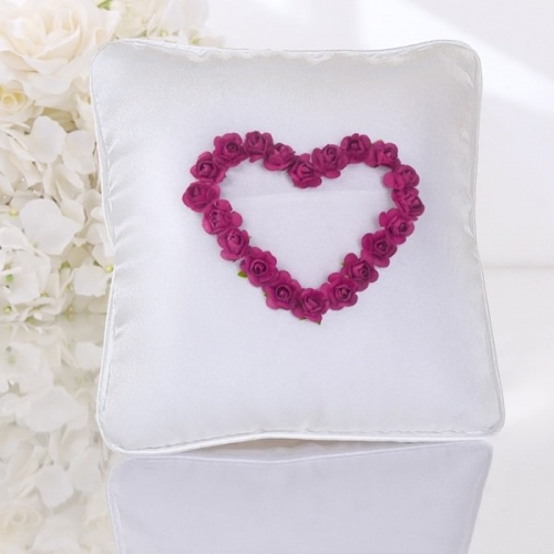 Small ring bearer pillow Heart of Roses - pink