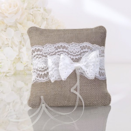 Small ring bearer pillow lace white loop