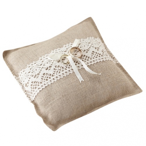 Hessian Ring Cushion - Vintage Affair