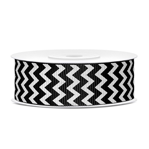 Grosgrain ribbon, black, 25mm/10m