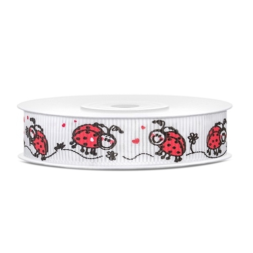 Grosgrain ribbon Ladybyg, 15mm/10m