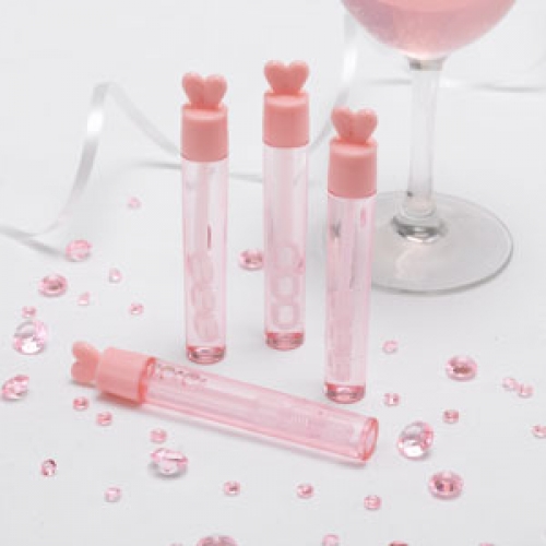 Heart Tube Bubbles - Pink - 24 pc