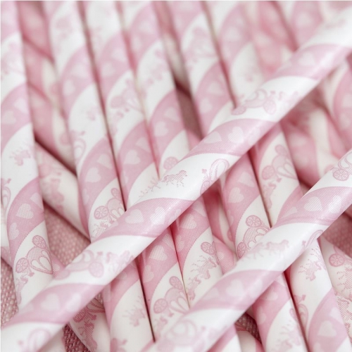 Princess Pink Carriage Paper Straws - Princess Party