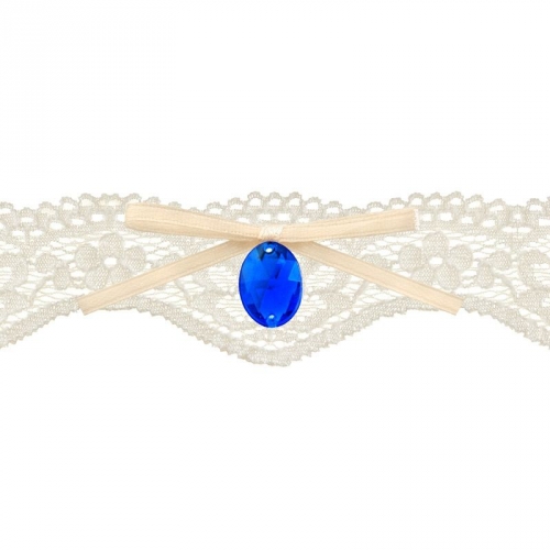 Lace garter with a decorative hot fix cream