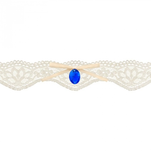 Lace garter with a decorative hot fix cream