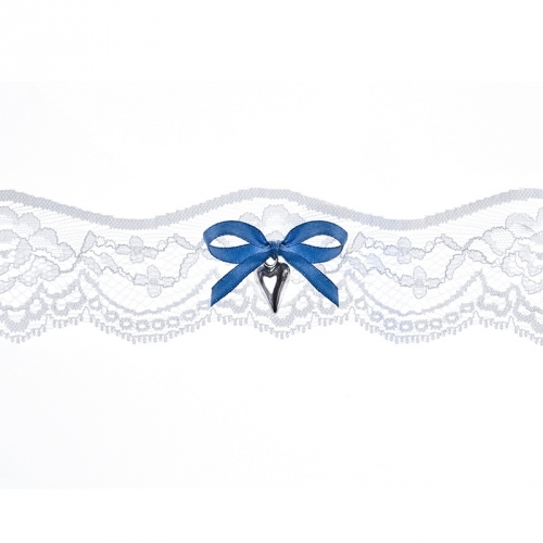 Lace garter with a bow and a pendant, cream