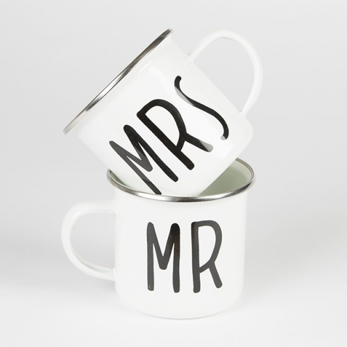 Mr and Mrs Enamel Mug Assorted