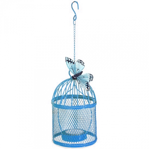 Tealight candle bird cage - blue