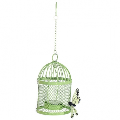 Tealight candle bird cage - green