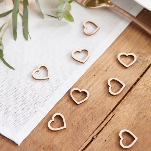 Wooden Heart Table Confetti - Beautiful Botanics