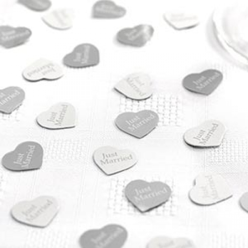 Contemporary Heart - Table Confetti - White/Silver