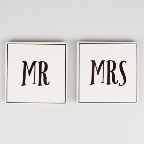 Set of 2pcs Mr and Mrs Coaster