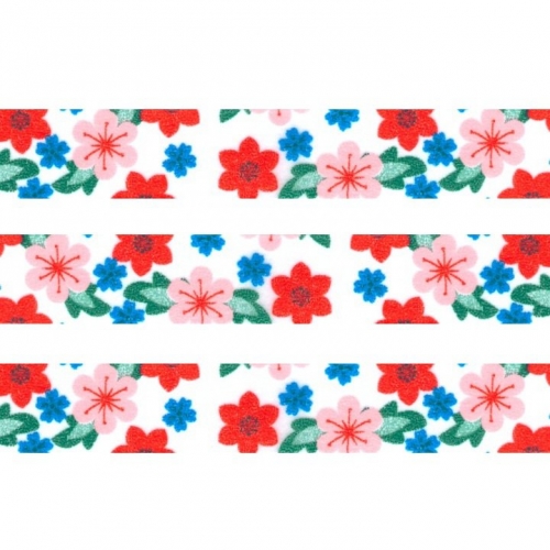 Washi Masking Tape Blumen - rosa/blau/rot