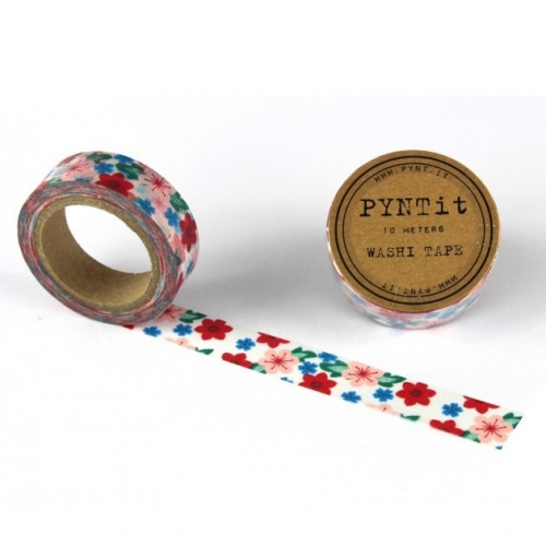 Washi Masking Tape Blumen - rosa/blau/rot