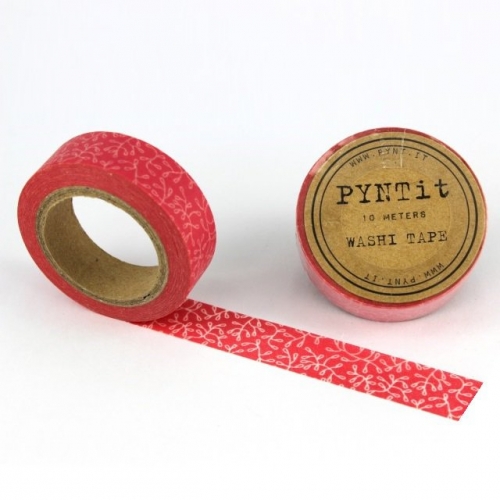 Washi Masking Tape Blumen - weiß/rot