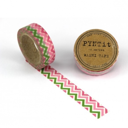 Washi Masking Tape Chevron - rosa/pink/grün