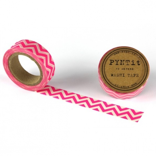 Washi Masking Tape Chevron - weiß/pink