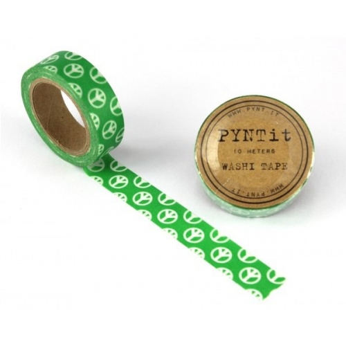 Washi Masking Tape Peace - weiß/grün