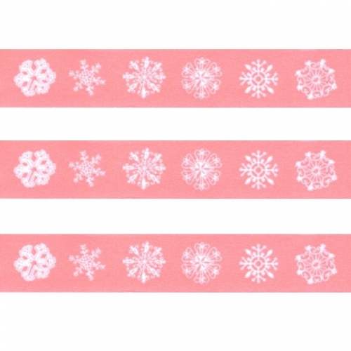 Washi Masking Tape Snowflakes - white/babypink