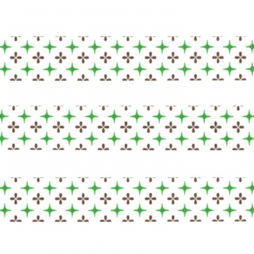 Washi Masking Tape Stars/Flowers - green/brown/white