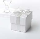 Geschenkbox mit Schleife - silber/weiß